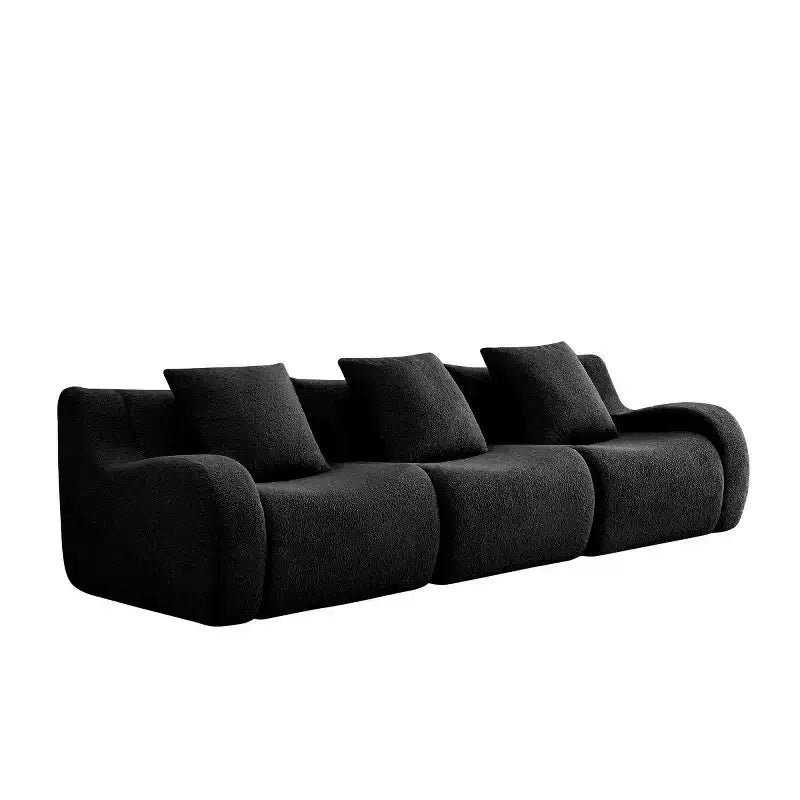 Divano Sezionale Modulare Moderno con Bracciolo Curvo, Divano Cloud a 3 Posti con Seduta Profonda in Tessuto Teddy per Soggiorno e Camera da Letto, Nessun Montaggio-Panipeachy
