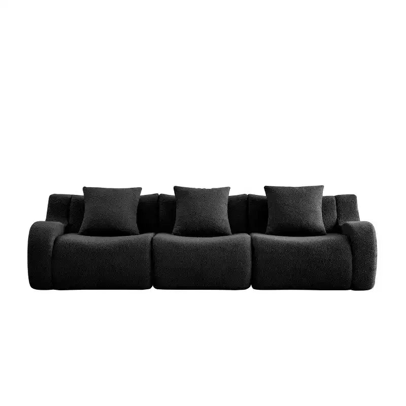 Divano Sezionale Modulare Moderno con Bracciolo Curvo, Divano Cloud a 3 Posti con Seduta Profonda in Tessuto Teddy per Soggiorno e Camera da Letto, Nessun Montaggio-Panipeachy