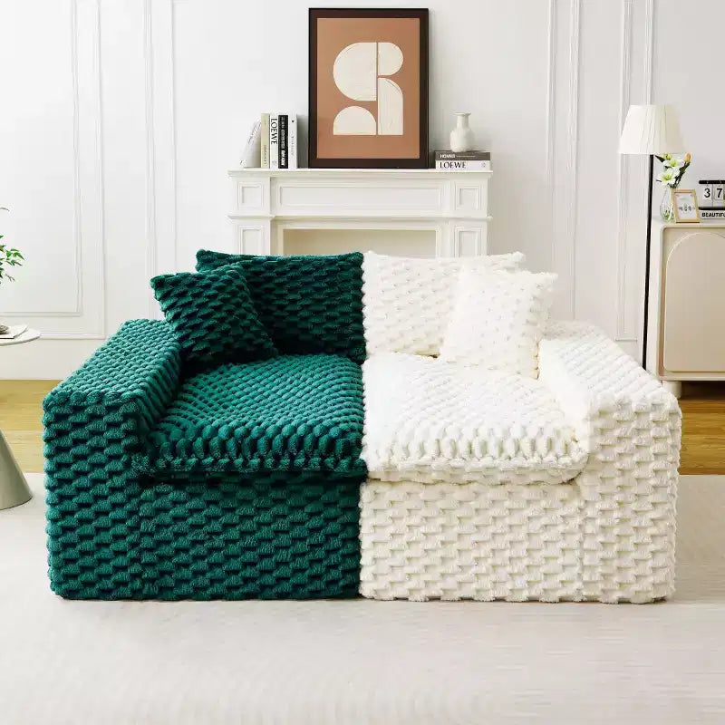 Divano Sezionale Modulare Moderno a Blocchi di Colore, Divano Profondo in Velluto Tartaruga per Soggiorno, Camera da Letto o Appartamento-Panipeachy