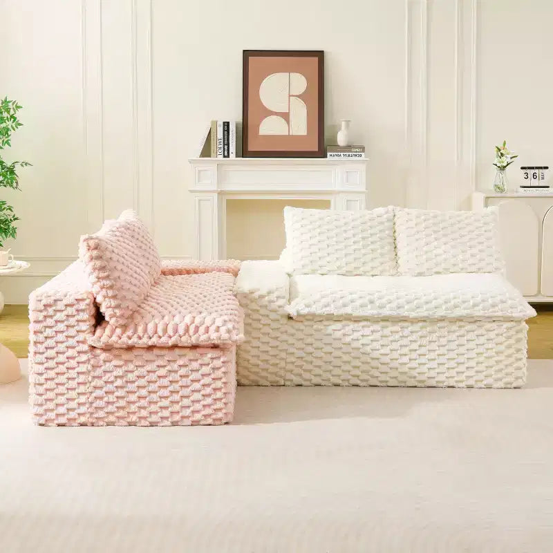 Divano Sezionale Modulare Moderno a Blocchi di Colore, Divano Profondo in Velluto Tartaruga per Soggiorno, Camera da Letto o Appartamento-Panipeachy