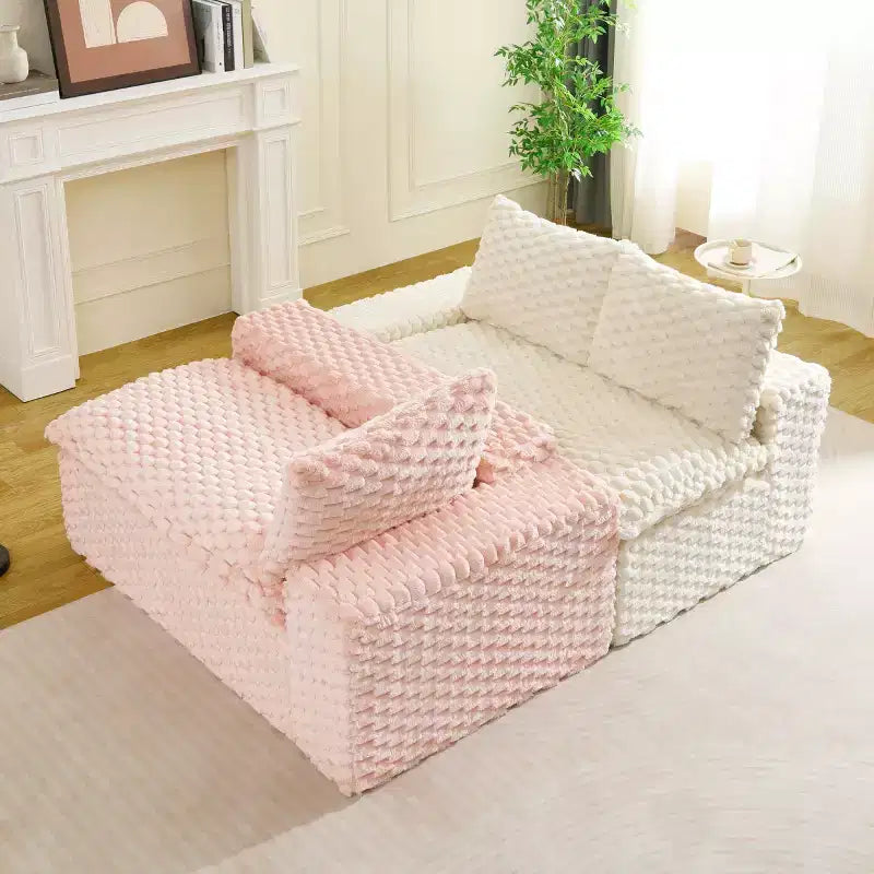 Divano Sezionale Modulare Moderno a Blocchi di Colore, Divano Profondo in Velluto Tartaruga per Soggiorno, Camera da Letto o Appartamento-Panipeachy