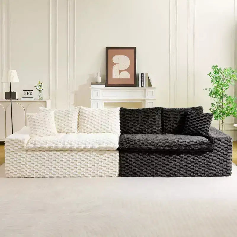 Modern Color-Blocked Modular Sectional Sofa, Deep Seat Turtle Velvet Cloud Sofa for Living Room, Bedroom, or Apartment-Panipeachy