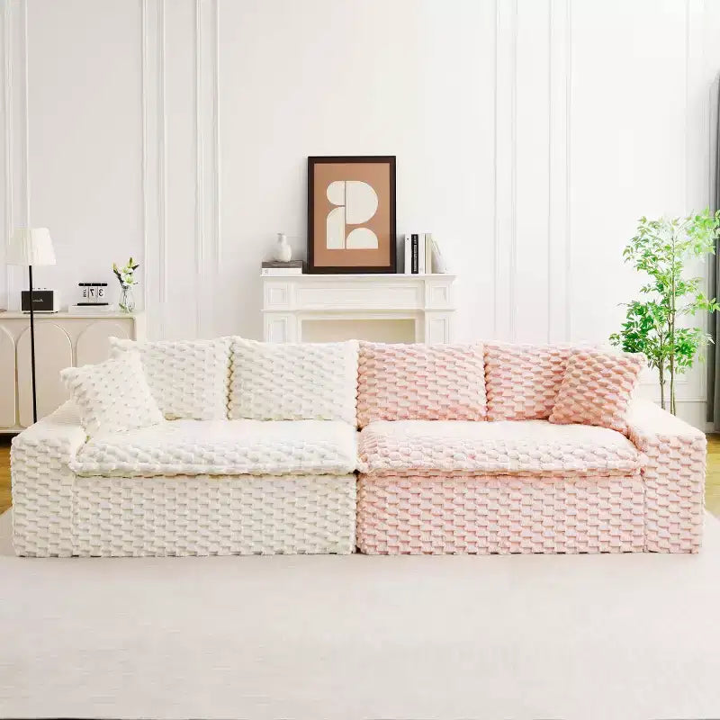 Divano Sezionale Modulare Moderno a Blocchi di Colore, Divano Profondo in Velluto Tartaruga per Soggiorno, Camera da Letto o Appartamento-Panipeachy