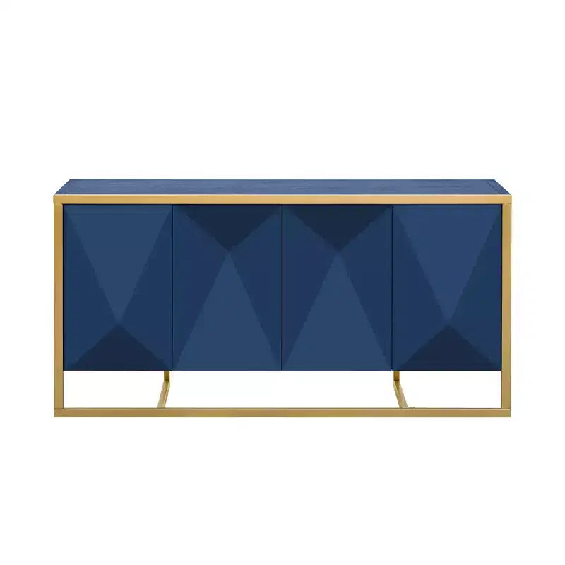 Credenza a buffet, mobile da cucina in legno con buffet per caffè, mobiletto con 4 ante e gambe in metallo uniche