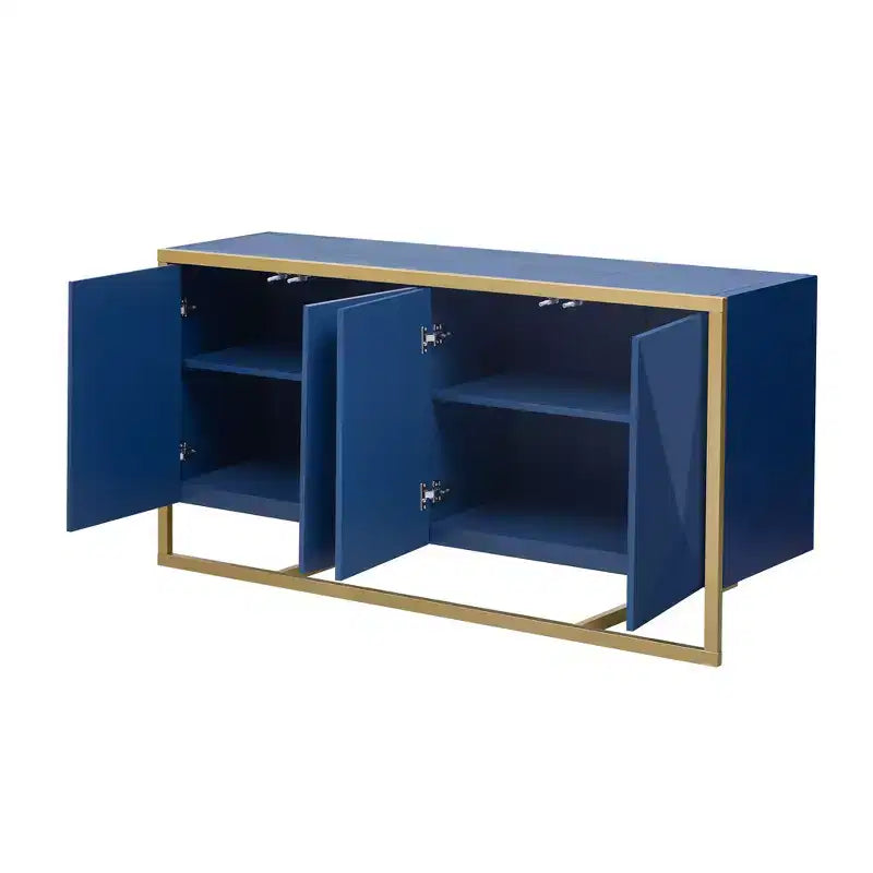 Credenza a buffet, mobile da cucina in legno con buffet per caffè, mobiletto con 4 ante e gambe in metallo uniche