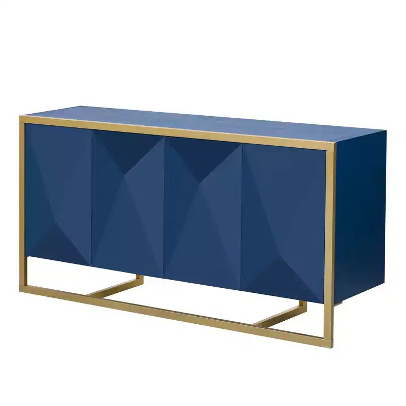 Credenza a buffet, mobile da cucina in legno con buffet per caffè, mobiletto con 4 ante e gambe in metallo uniche