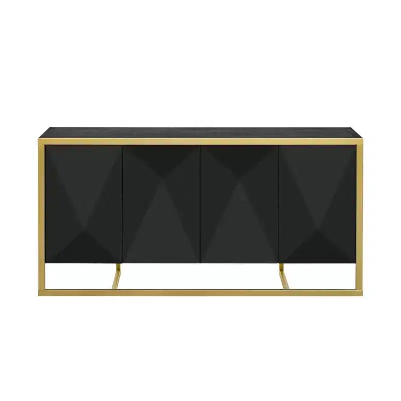 Credenza a buffet, mobile da cucina in legno con buffet per caffè, mobiletto con 4 ante e gambe in metallo uniche