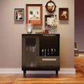 30.7 Coffee Bar Cabinet with Tempered-Glass Door, 3-Row Wine-Glass Rack, Bottle & Drawer Storage, Buffet Sideboard for Dining Room & Kitchen