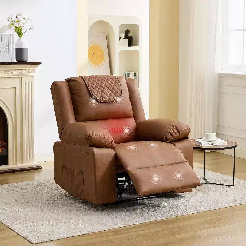 Fauteuil inclinable manuel Acekool, massage et chaleur, réglable à 135°, poches latérales, pour salon et chambre