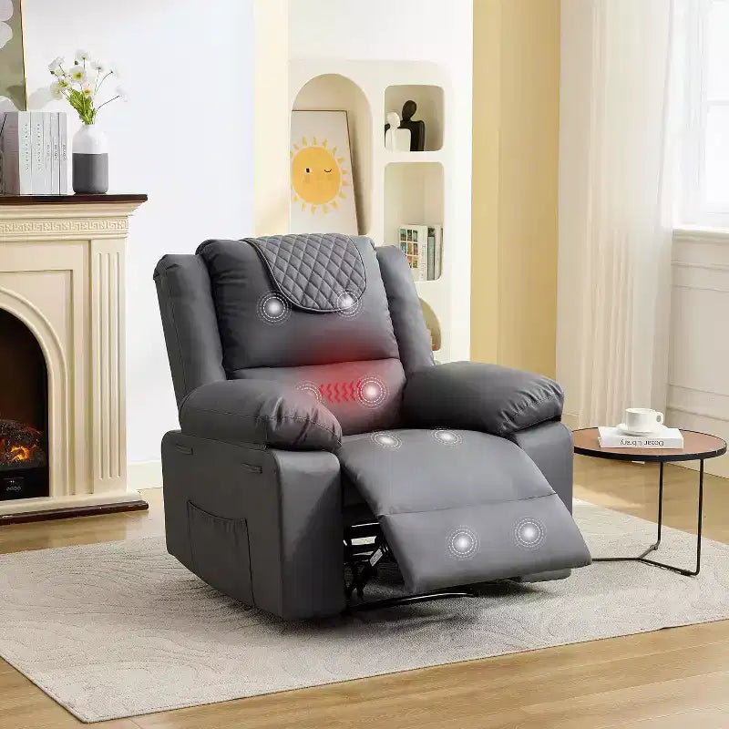 Fauteuil inclinable manuel Acekool, massage et chaleur, réglable à 135°, poches latérales, pour salon et chambre