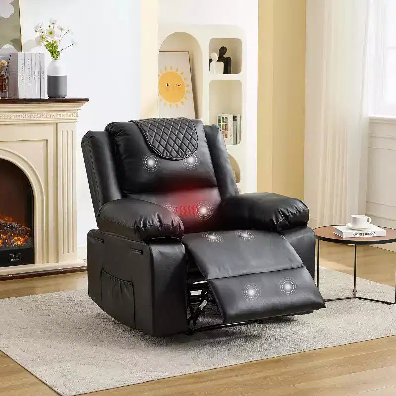 Fauteuil inclinable manuel Acekool, massage et chaleur, réglable à 135°, poches latérales, pour salon et chambre
