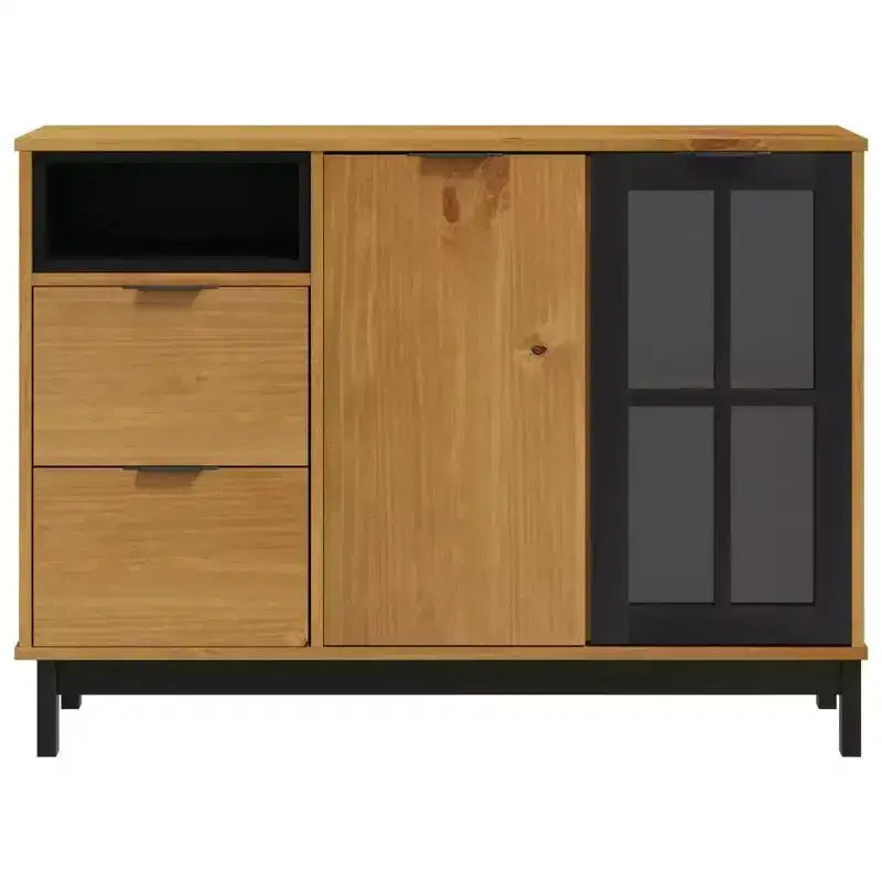 vidaXL FLAM Madia con anta in vetro 110x40x80 cm Legno massello di pino