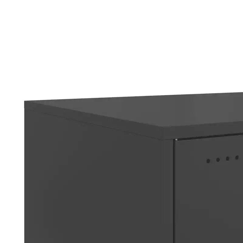 Tavolino da caffè in acciaio laminato a freddo nero, ruote bloccabili medie