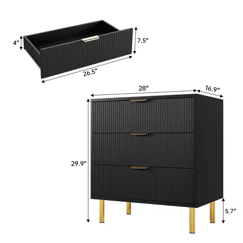 Cassettiera bianca a 5 cassetti per camera da letto, cassettone moderno alto 122 cm, gambe in metallo dorato, decorazione scanalata, organizzatore per casa, corridoio, ufficio