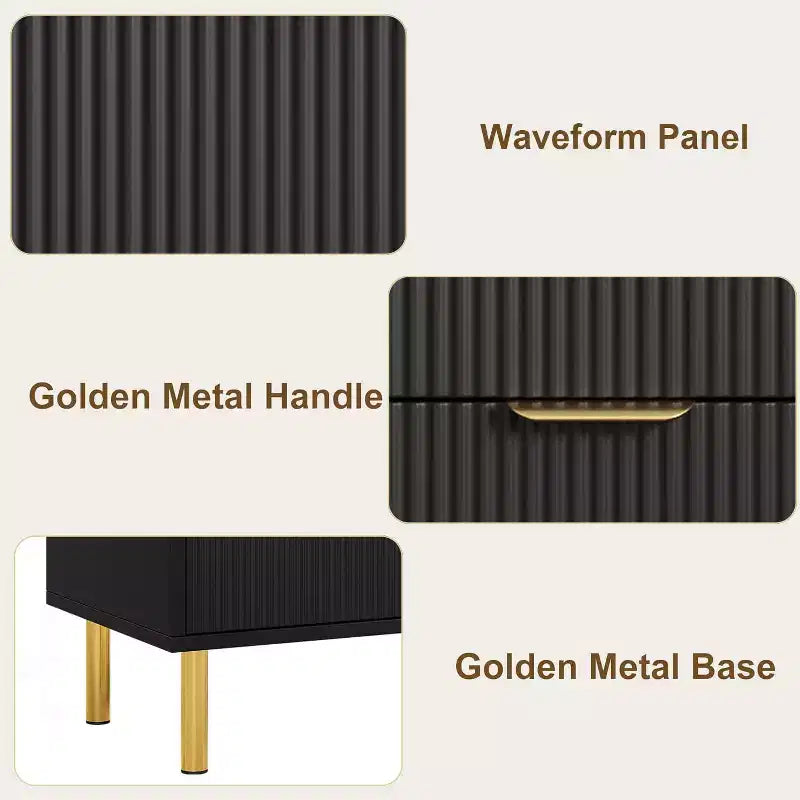 Cassettiera bianca a 5 cassetti per camera da letto, cassettone moderno alto 122 cm, gambe in metallo dorato, decorazione scanalata, organizzatore per casa, corridoio, ufficio
