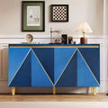 TUYOHW 60 Two-Tone Buffet Cabinet,Distressed Wood Veneer Sideboard with 4 Doors,Adjustable Shelves,Soft-Close Hinges,Credenza for Dining Room,Kitchen