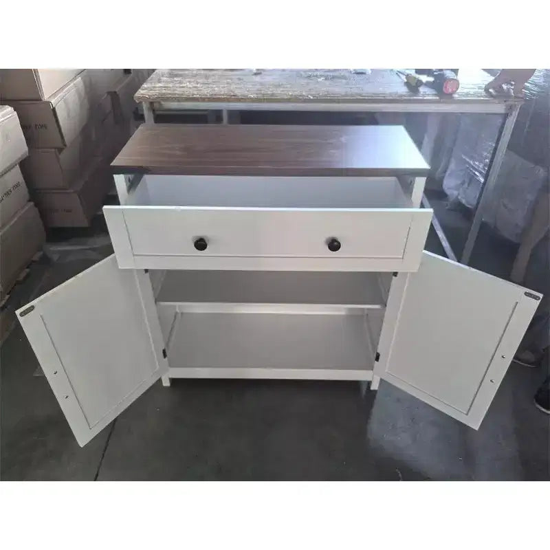 TUYOHW Mobile Dispensa per Cucina, Credenza con Ante Scorrevoli a Stile Barn, Cassetto, Ripiano Regolabile, Tavolo Consolle per Cucina, Sala da Pranzo, Ingresso