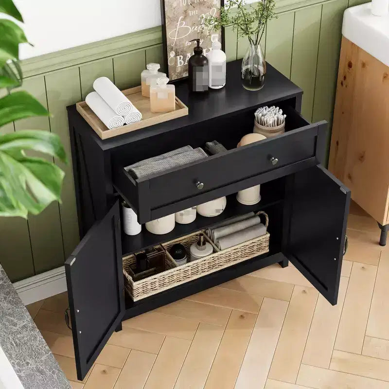 TUYOHW Mobile Dispensa per Cucina, Credenza con Ante Scorrevoli a Stile Barn, Cassetto, Ripiano Regolabile, Tavolo Consolle per Cucina, Sala da Pranzo, Ingresso