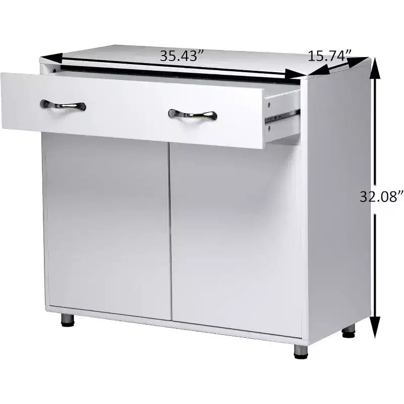 Consolle da appoggio rettangolare bianca in MDF da 83,6 pollici, credenza per ingresso con 6 cassetti, 2 armadietti laterali e 2 ante per soggiorno o sala da pranzo
