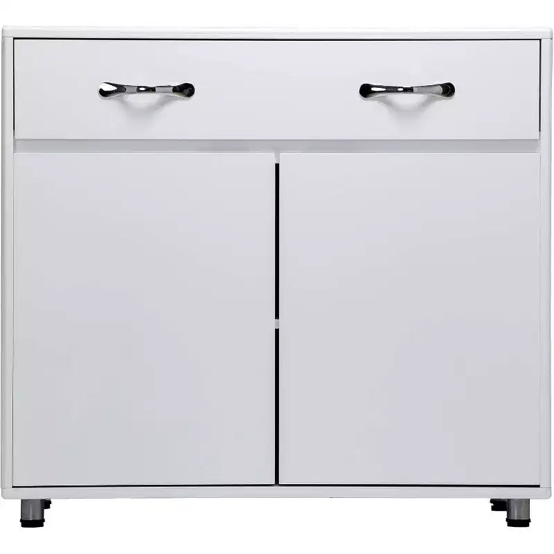 Consolle da appoggio rettangolare bianca in MDF da 83,6 pollici, credenza per ingresso con 6 cassetti, 2 armadietti laterali e 2 ante per soggiorno o sala da pranzo
