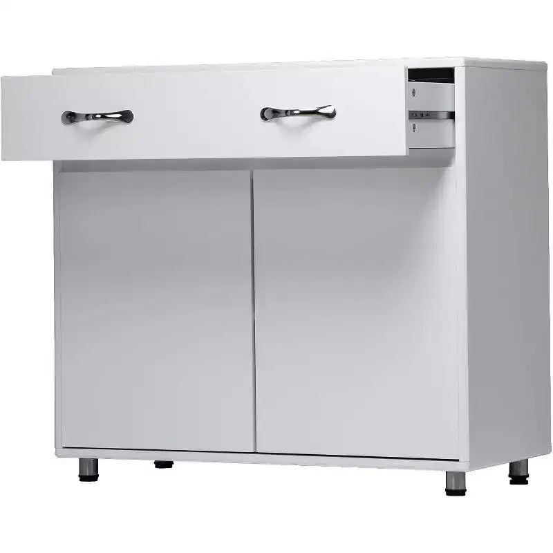 Consolle da appoggio rettangolare bianca in MDF da 83,6 pollici, credenza per ingresso con 6 cassetti, 2 armadietti laterali e 2 ante per soggiorno o sala da pranzo