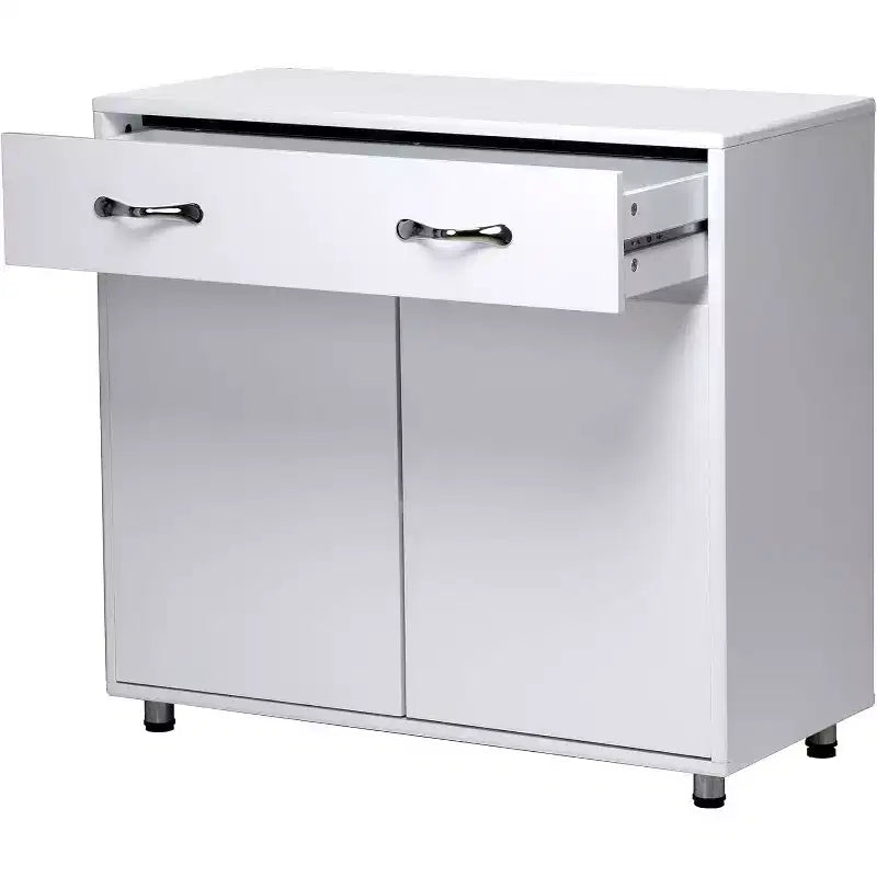 Consolle da appoggio rettangolare bianca in MDF da 83,6 pollici, credenza per ingresso con 6 cassetti, 2 armadietti laterali e 2 ante per soggiorno o sala da pranzo
