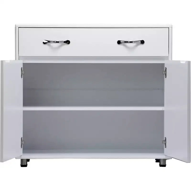 Consolle da appoggio rettangolare bianca in MDF da 83,6 pollici, credenza per ingresso con 6 cassetti, 2 armadietti laterali e 2 ante per soggiorno o sala da pranzo