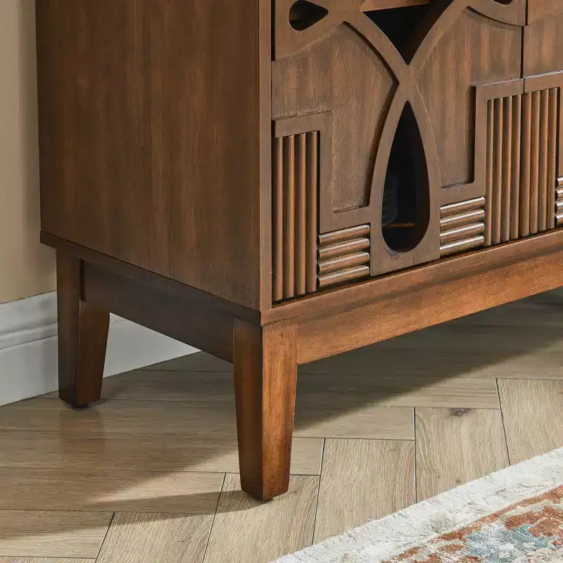 TUYOHW 60.5 Buffet bahut, bahut avec 4 portes, étagères réglables, trous de sortie, meuble TV pour cuisine, salon