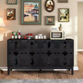 TUYOHW 60.5 Buffet bahut, bahut avec 4 portes, étagères réglables, trous de sortie, meuble TV pour cuisine, salon