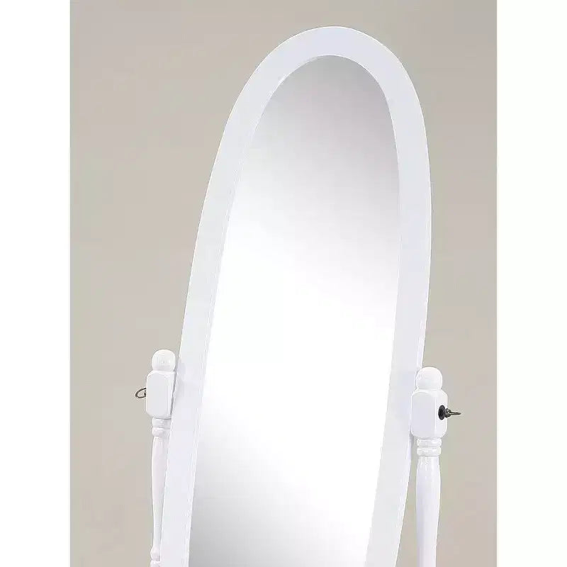 Specchio decorativo a figura intera Anna Style per camera da letto, spogliatoio, specchio tradizionale a piantana con cornice in legno, bianco