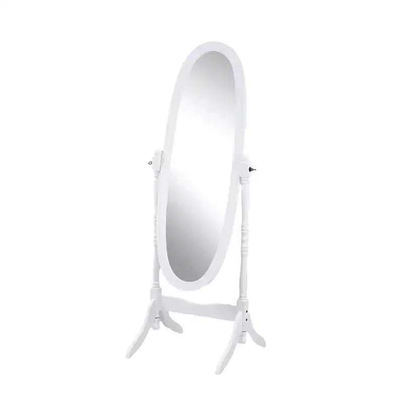 Specchio decorativo a figura intera Anna Style per camera da letto, spogliatoio, specchio tradizionale a piantana con cornice in legno, bianco