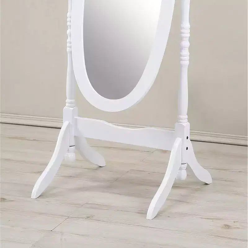 Specchio decorativo a figura intera Anna Style per camera da letto, spogliatoio, specchio tradizionale a piantana con cornice in legno, bianco