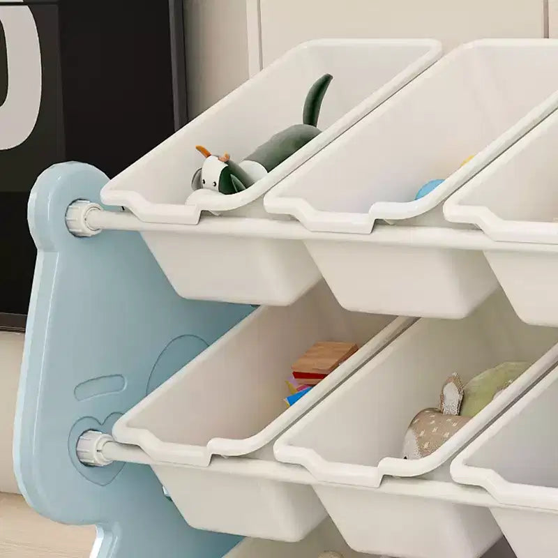 Organizzatore di giocattoli per bambini, Organizzatore di giocattoli con libreria a 2 ripiani, Contenitore per giocattoli con ripiano e 12 contenitori, Libreria e contenitore per giocattoli per sala giochi