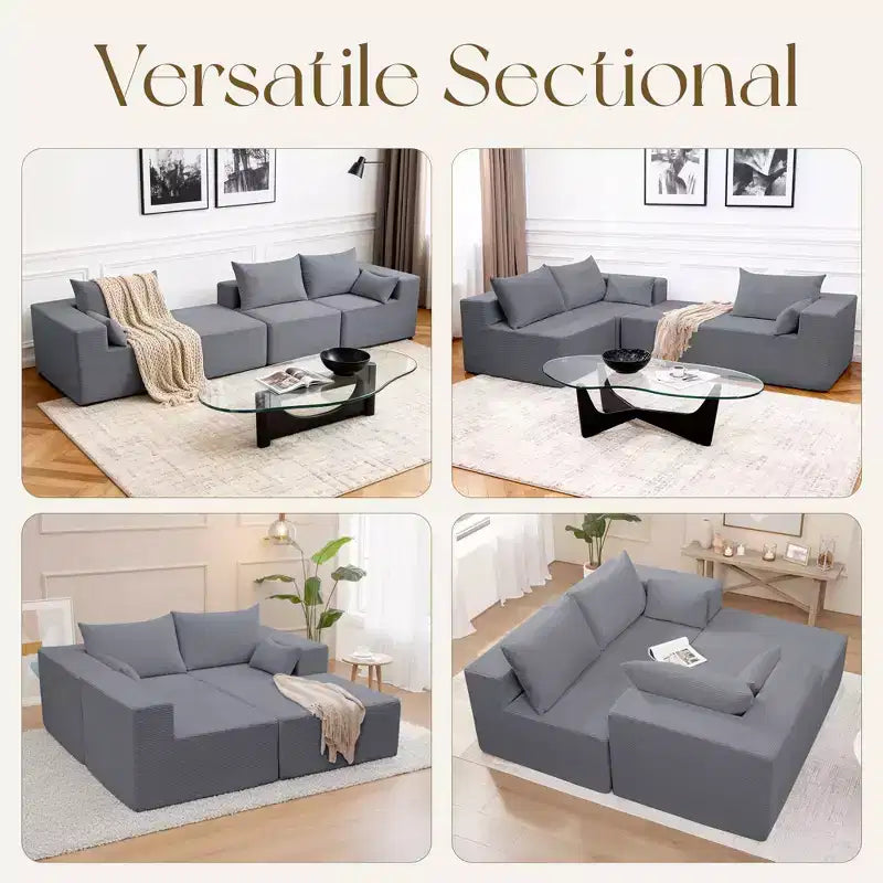 Divano componibile a L Hyleory Modern con chaise longue, confezione compressa