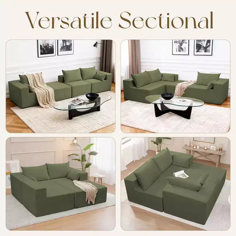 Divano componibile a L Hyleory Modern con chaise longue, confezione compressa
