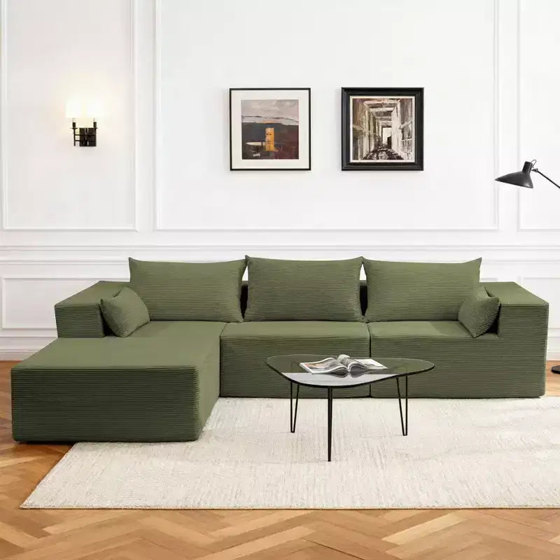 Divano componibile a L Hyleory Modern con chaise longue, confezione compressa