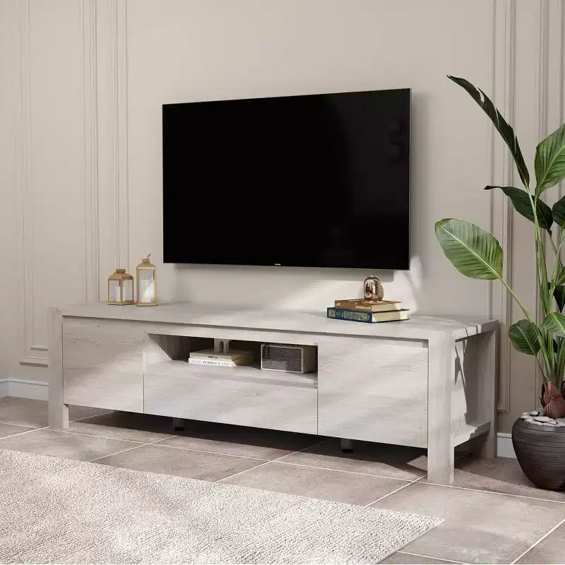 Mobile TV da 63 pollici con ante e armadietto, mobile TV in stile rustico, mobile TV per televisori fino a 70 pollici, consolle TV per soggiorno, camera da letto