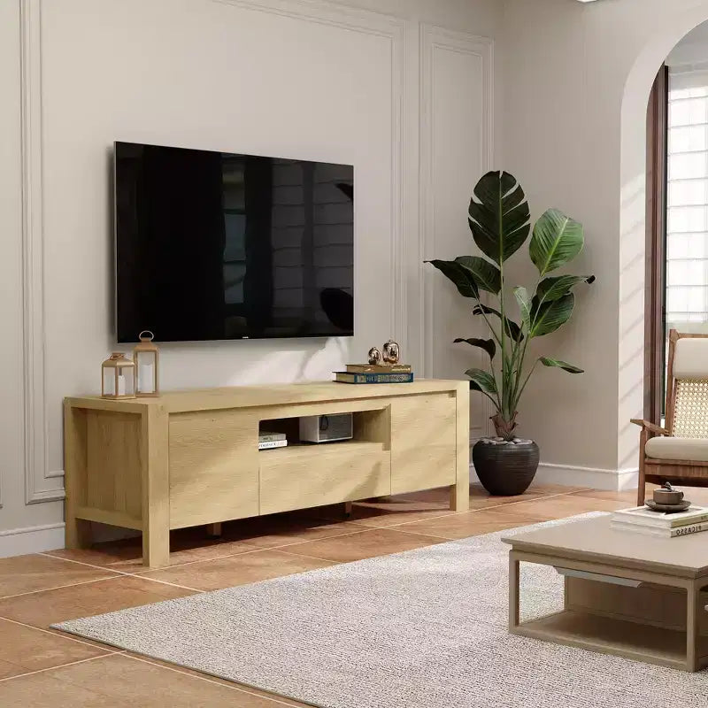 Mobile TV da 63 pollici con ante e armadietto, mobile TV in stile rustico, mobile TV per televisori fino a 70 pollici, consolle TV per soggiorno, camera da letto