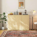 46.7 Buffet Sideboard Cabinet with Storage, Modern Fluted Accent Credenza with Adjustable Shelves and 3 Doors, Wood Coffee Bar Console Table for