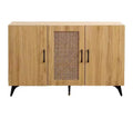 Sideboard Buffet Cabinet - Rattan Mesh Door Engineering Wood Frame Console Table for Entrance Living Room Restaurant