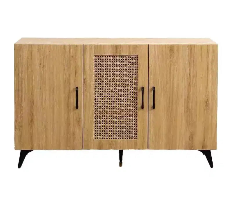 Sideboard Buffet Cabinet - Rattan Mesh Door Engineering Wood Frame Console Table for Entrance Living Room Restaurant
