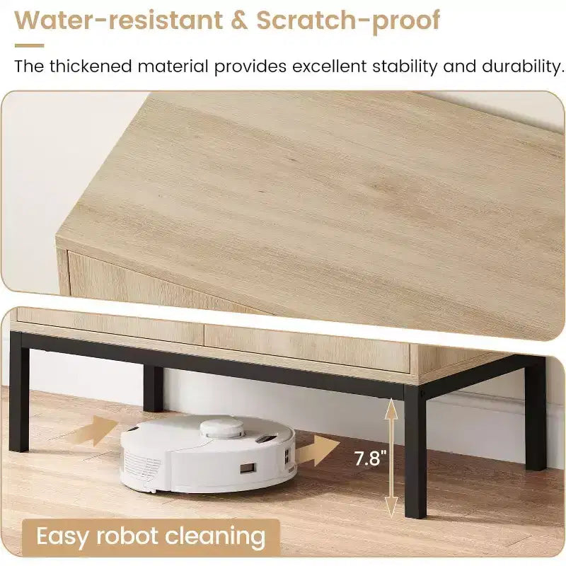 Mobiletto in rattan con ripiani regolabili, Credenza a buffet per ingresso, soggiorno e cucina, 80 cm (L) x 40 cm (P)