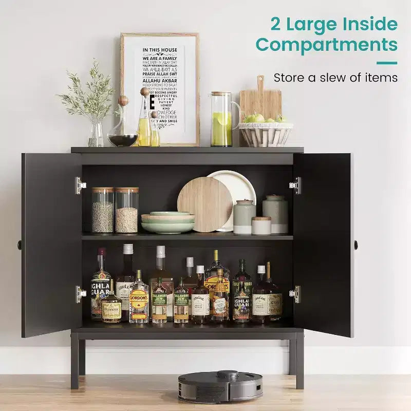 Mobiletto in rattan con ripiani regolabili, Credenza a buffet per ingresso, soggiorno e cucina, 80 cm (L) x 40 cm (P)