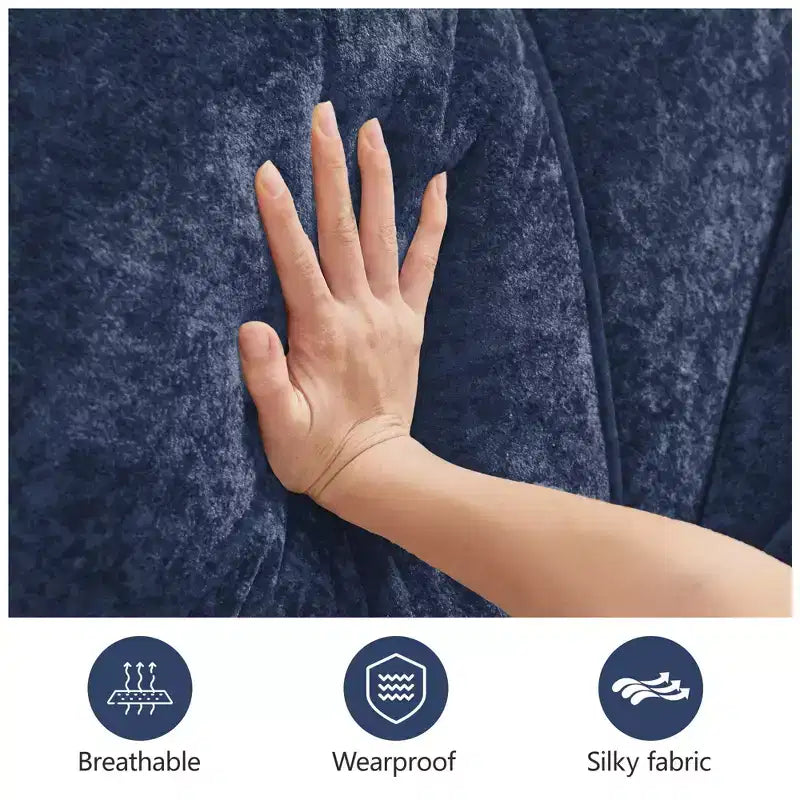 Divano senza struttura Clihome 110 con trapuntatura, tessuto in morbido velluto, divano componibile, spugna ad alta densità 32D, design antiscivolo, design ergonomico della base