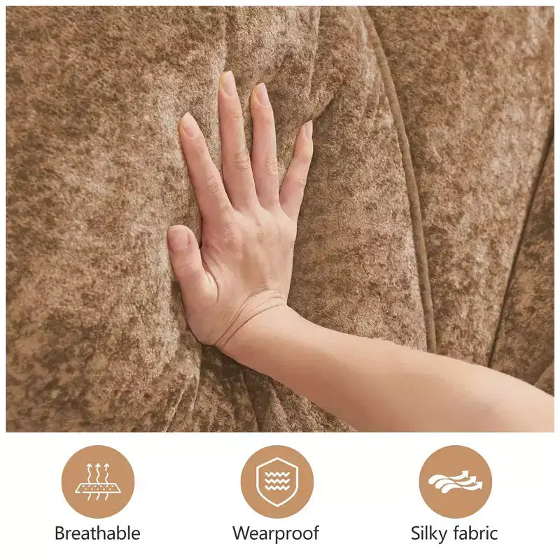 Divano senza struttura Clihome 110 con trapuntatura, tessuto in morbido velluto, divano componibile, spugna ad alta densità 32D, design antiscivolo, design ergonomico della base