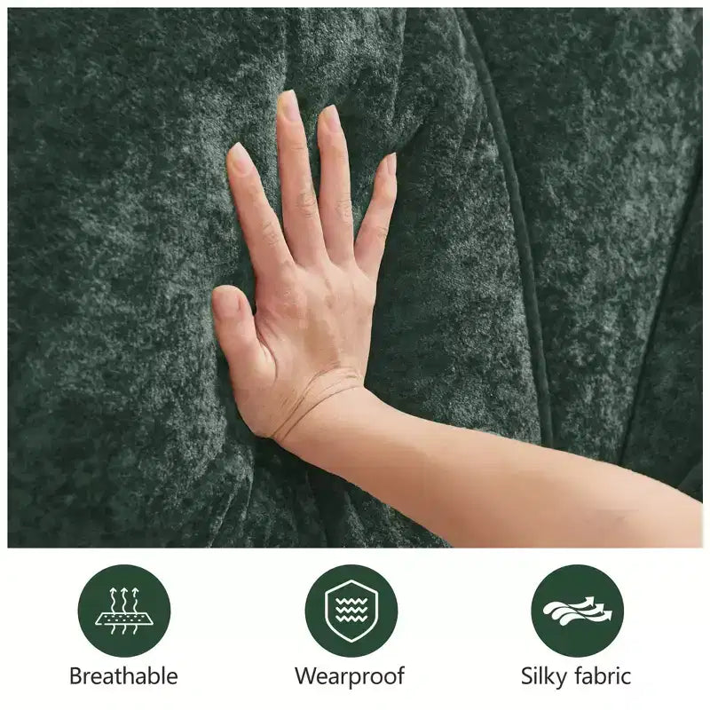 Divano senza struttura Clihome 110 con trapuntatura, tessuto in morbido velluto, divano componibile, spugna ad alta densità 32D, design antiscivolo, design ergonomico della base