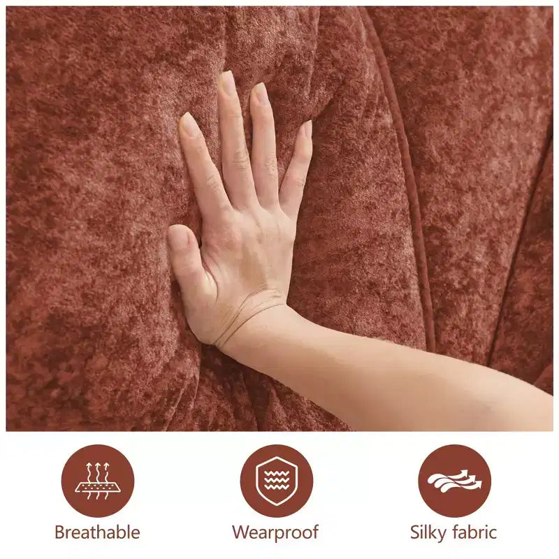 Divano senza struttura Clihome 110 con trapuntatura, tessuto in morbido velluto, divano componibile, spugna ad alta densità 32D, design antiscivolo, design ergonomico della base