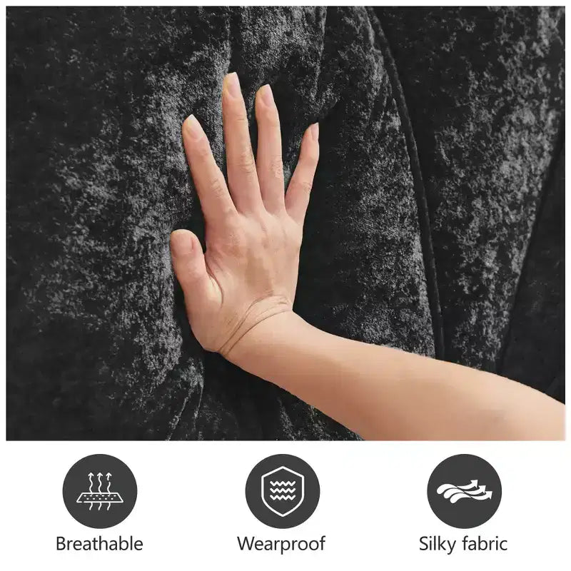 Divano senza struttura Clihome 110 con trapuntatura, tessuto in morbido velluto, divano componibile, spugna ad alta densità 32D, design antiscivolo, design ergonomico della base