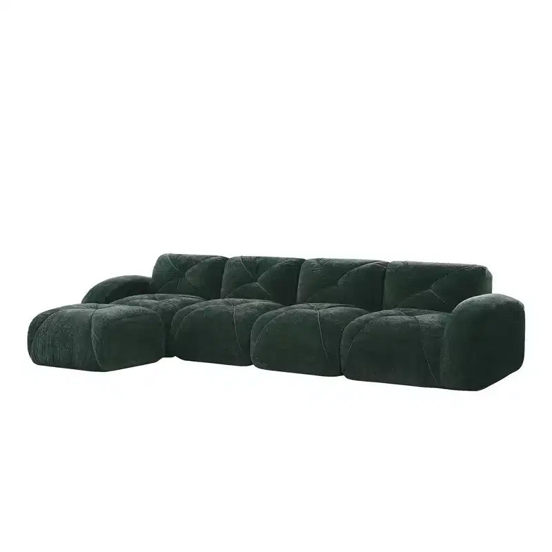 Clihome Tessuto morbido in velluto a forma di L, fondo in spugna ad alta densità 32D, fondo dal design ergonomico, design antiscivolo, combinazione libera, pouf mobile