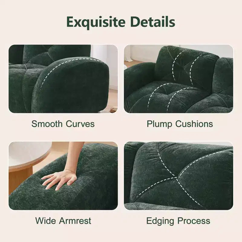 Clihome Tessuto morbido in velluto a forma di L, fondo in spugna ad alta densità 32D, fondo dal design ergonomico, design antiscivolo, combinazione libera, pouf mobile